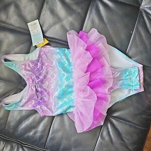 NWT Cat & Jack Purple and Pink Mermaid Bathing Suit 4t